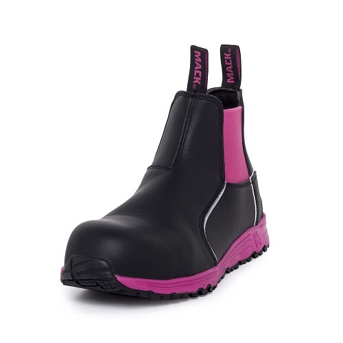 Mack Fuel Womens Slip-On Safety Boots, Black/Pink US Size 6, UK/AUS 4