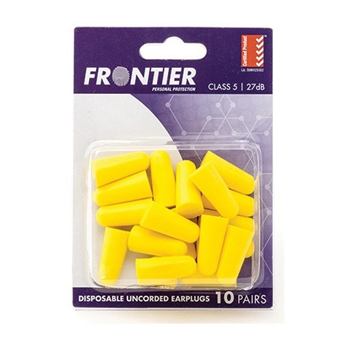 Frontier  Disposable Foam Ear Plugs, Yellow Uncorded, Class 5 - Pack of 10