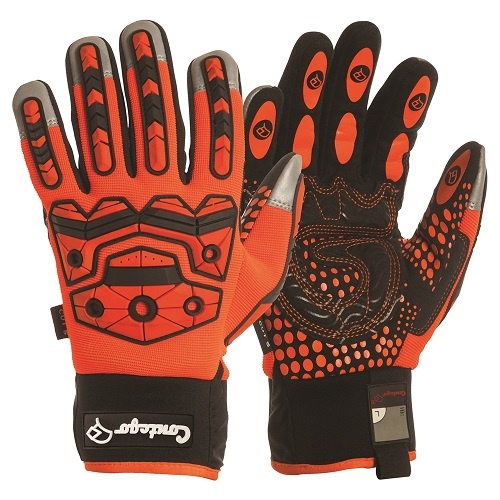 Contego Jabiru 360 C5 Mechanics Gloves Black/Fluro Orange, Med - Pack of 6