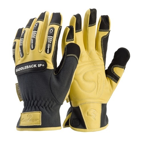 Contego IP Saddle Back Gloves  Yellow/Black, Med - Pack of 6