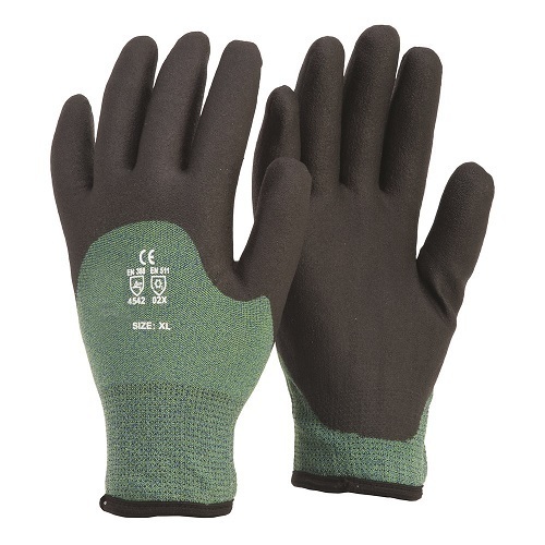 Pack of 12 - Frontier Cold Fighter Cut 5 Cut Resistant Gloves, Black/Green, Med