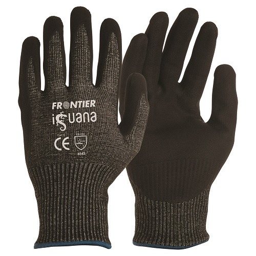 Frontier Iguana Cut 5 Nitrile Gloves Black, XL