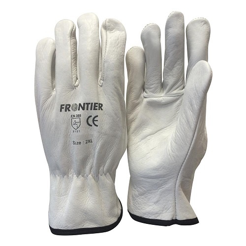 Frontier Standard Cowgrain Rigger Gloves White, Small - Pack of 12