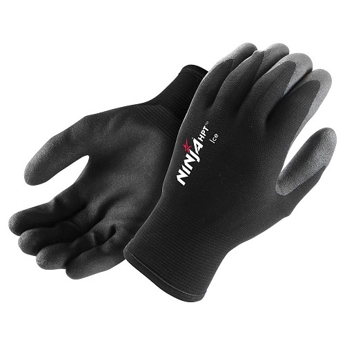 Ninja HPT Ice Superior Grip Thermal Resistant Gloves, Black, XL - Pack of 6