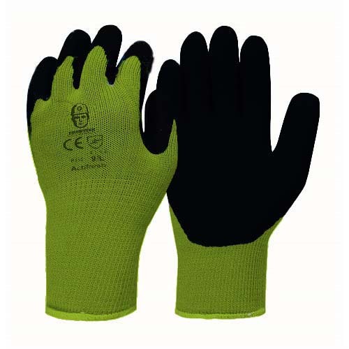 Ninja Latex Coated Splendor Gloves  Green Black, L - Pack of 12