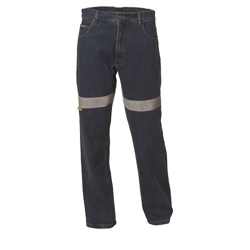 WS Workwear Denim Jeans W/ Reflective Tape Stonewash, 77 Regular
