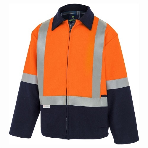 Hi-Vis Bluey Jacket W/ H-reflective Tape Orange/Navy, 4XL