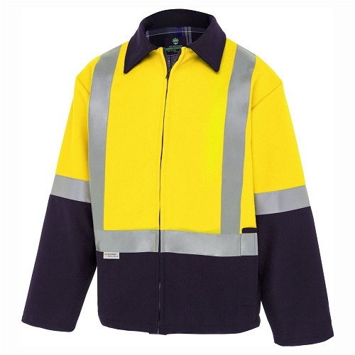 Hi-Vis Bluey Jacket W/ H-reflective Tape Yellow/Navy, 6XL