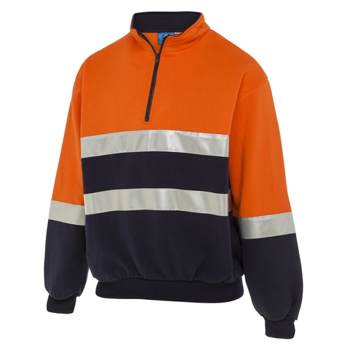 Hi-Vis Fleece Jumper W/ Reflective Tape Orange/Navy, Med