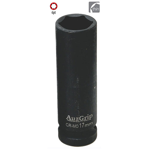 AuzGrip® 1/2'' Square Drive 6 Point Thin Wall Deep Impact Socket 17mm