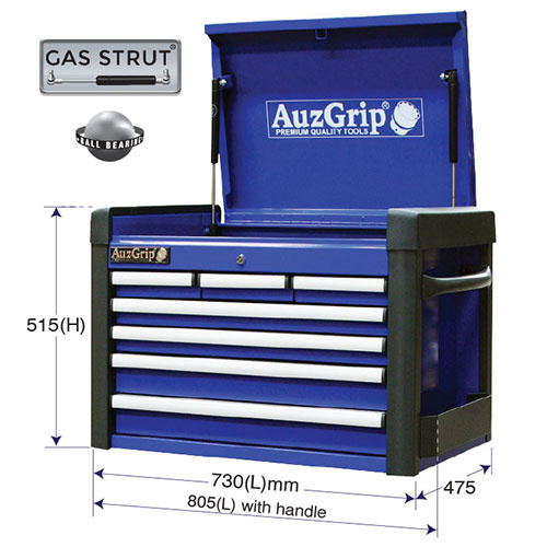 AuzGrip® 7 Drawer Chest Cabinet Blue 724 x 470 x 512mm