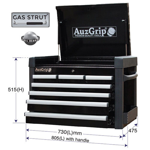 AuzGrip® 7 Drawer Chest Cabinet Black 724 x 470 x 512mm