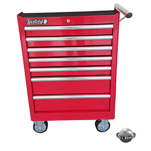AuzGrip® 7 Drawer Roller Cabinet Red 680 x 472 x 855mm
