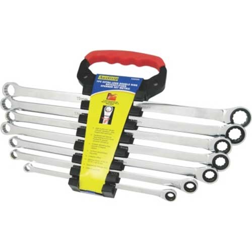 AuzGrip® Extra Long Double Ring Ratchet/Fixed Spanner Metric Set 7Pcs