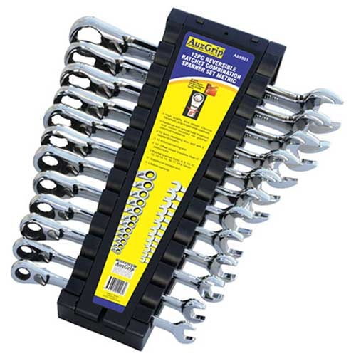 AuzGrip® Reversible Ratchet Spanner Metric Set, 12 Pieces