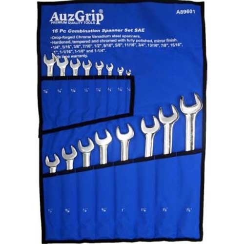 AuzGrip® Combination Spanner Imperial Set, 16 Pieces