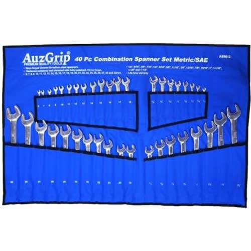 AuzGrip® Combination Spanner Metric/Imperial Set, 40 Pieces
