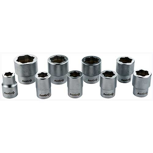 AuzGrip® 3/8" Sq. Dr. Bolt Extractor Socket Metric Set, 9 Pieces