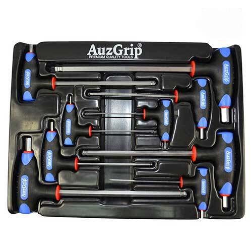 AuzGrip® T-Handle Ball Point Hex Key Imperial Set, 9 Pieces
