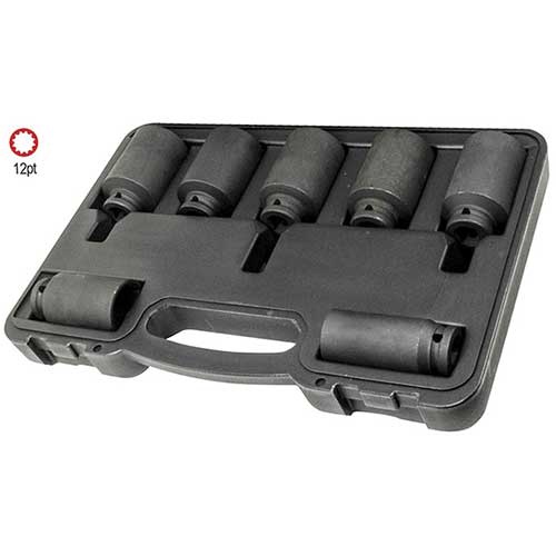 AuzGrip® 1/2'' Sq. Drive 12 Pt. Deep Impact Socket Metric Set, 7 Pcs.