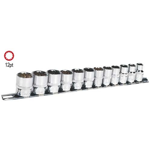 AuzGrip® 1/2" Square Drive 12 Point Socket Metric Set, 12 Pieces