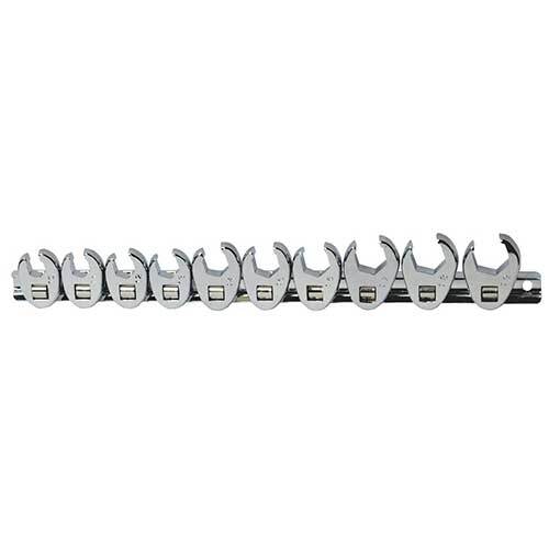 Grip® 3/8'' Sq. Dr. Flare Nut Crowfoot Spanner Metric Set, 10 Pieces