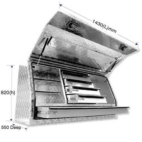 Grip® 5 Drawer 1430 x 550 x 820mm Aluminium Ute Tool Box