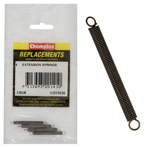 Champion C101-36 Extension Spring 38 x 5 x 0.5mm - 4/Pack