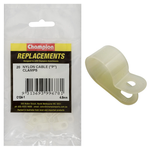 Champion C124-1 Nylon Cable Clamp 4.8mm -  20/Pack