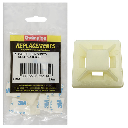 Champion C124-7 Self-Adhesive Cable Tie Mount 3.5mm -  15/Pack
