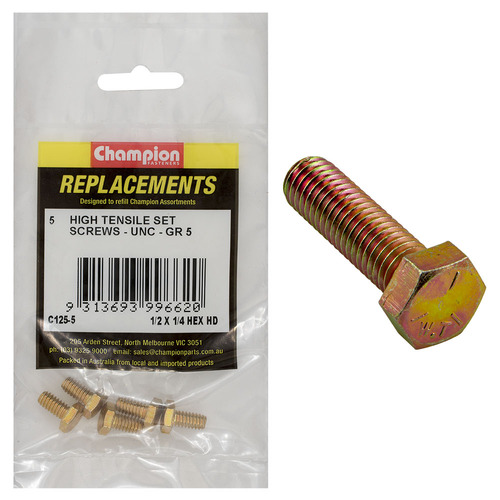 Champion C125-5 1/2 x 1/4" UNC Set Screw , 5-Pack