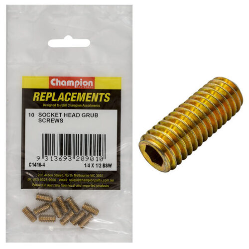 Champion C1416-4 BSW Grub Screw 1/4 x 1/2" - 10/Pack