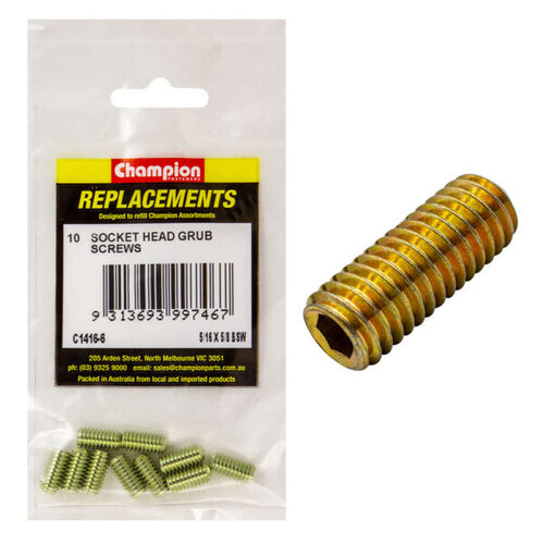 Champion C1416-6 BSW Grub Screw 5/16 x 5/8" - 10/Pack