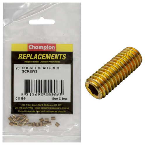 Champion C1416-9 Metric Grub Screw 5 x 5mm - 20/Pack
