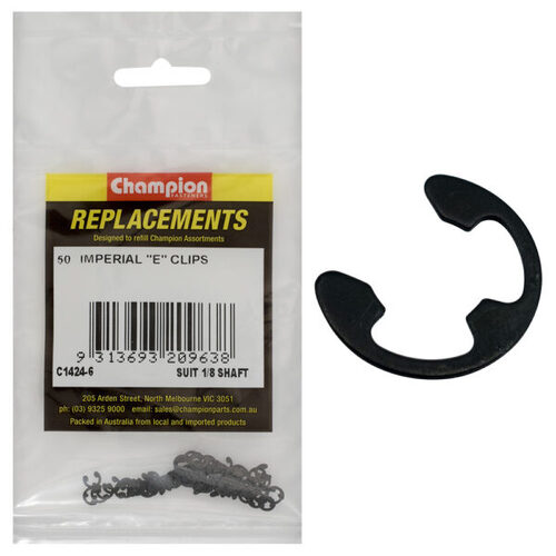 Champion C1424-6 E-Clip Suits 1/8" Shaft - 50/Pack