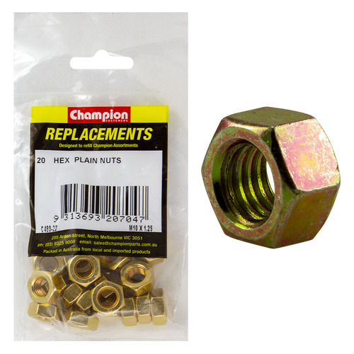 Champion C480-22 Metric M10 x 1.25mm Hex Nut Class 8 -  20/Pack
