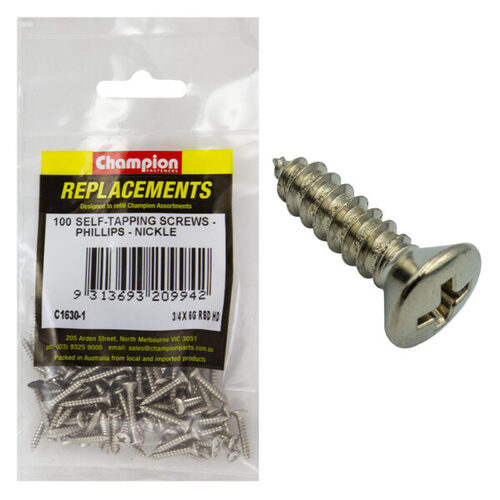 Champion C1630-1 Raised Head Combo/Slotted Screw 3.5 x 19mm - 100/Pack