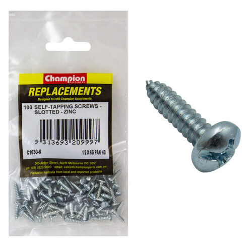 Champion C1630-6 Pan Head Combo/Slotted Screw 3.5 x 13mm - 100/Pack