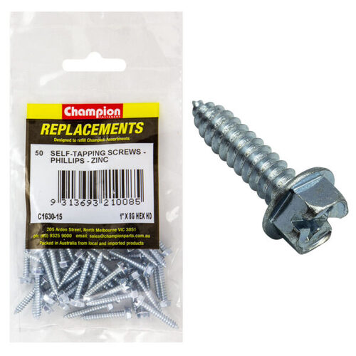 Champion C1630-15 Hex Head Combo/Slotted Screw 4.2 x 25mm - 50/Pack