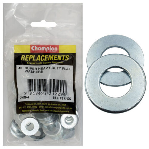 Champion C1670-4 Heavy Duty Flat Washer 3/8 x 7/8" x 10G - 40/Pack
