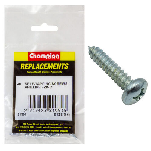 Champion C1710-1 Pan Head Self Tapping Screw 3.5 x 9.5mm - 40/Pack