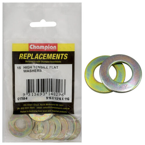 Champion C1755-6 Flat Washer High Tensile 9/16 x 1-3/16" x 11G - 15/Pack