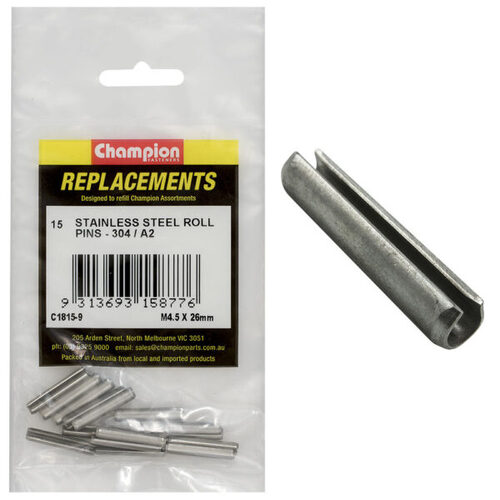Champion C1815-9 Roll Pin Metric Stainless 4.5 x 26mm - 15/Pack