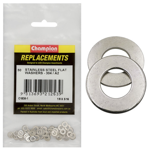 Champion C1830-1 Flat Washer Stainless Steel 1/8 x 5/16" - 50/Pack