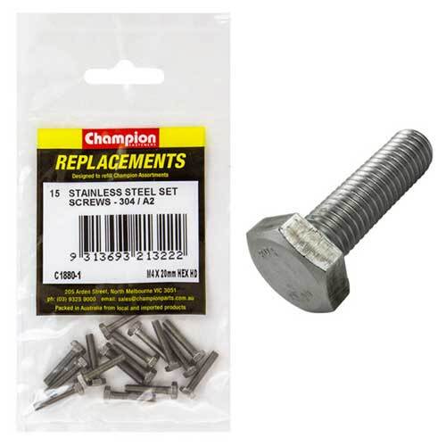 Champion C1880-1 Stainless Steel Hex Set Screw M4 x 20mm -  15/Pack