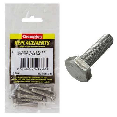 Champion C1880-11 Stainless Steel Hex Set Screw M8 x 35mm -  8/Pack