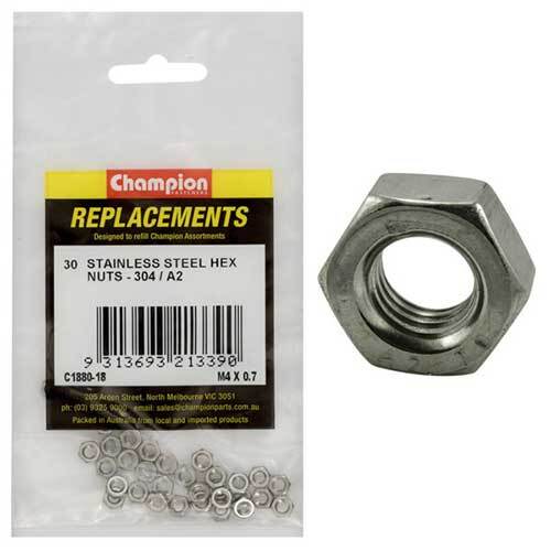 Champion C1880-18 Stainless Steel Hex Nut M4 -  30/Pack