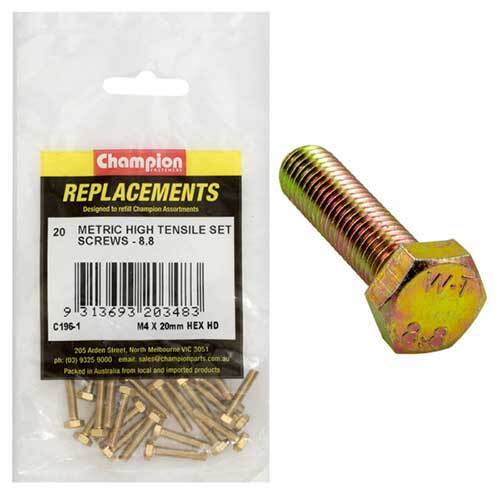 Champion C196-1 M4 x 20mm Set Screw High Tensile -  20/Pack