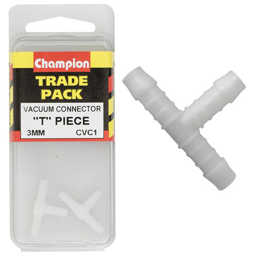 Champion CVC1 Hose Fitting Equal T Piece Connector 3mm - Box of 6 (3 Packs of 2)