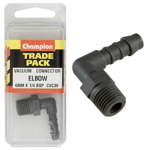 Champion CVC39 Vacuum Elbow Connector 6mm x 1/4" BSP -Box of 3